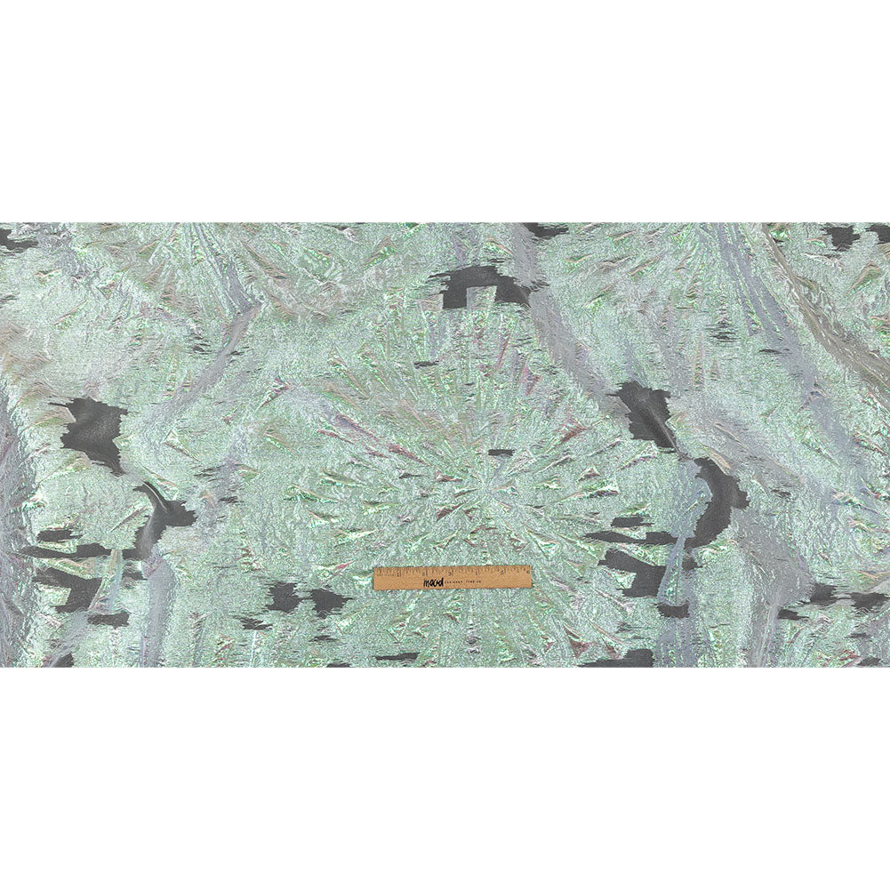 Metallic Iridescent White Shattered Glass Luxury Burnout Brocade Full