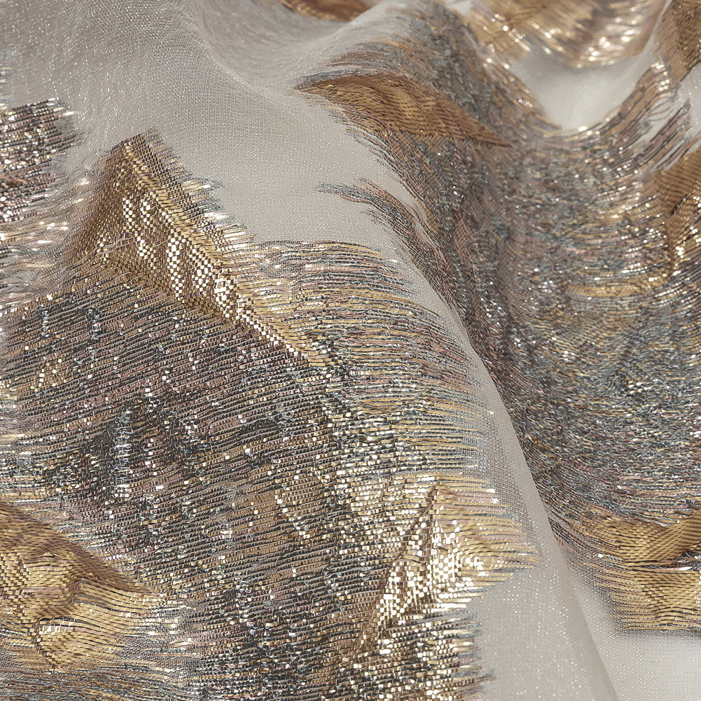 Metallic Rose and Gold Shattered Glass Luxury Burnout Brocade Detail