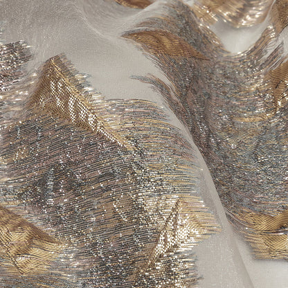 Metallic Rose and Gold Shattered Glass Luxury Burnout Brocade Detail
