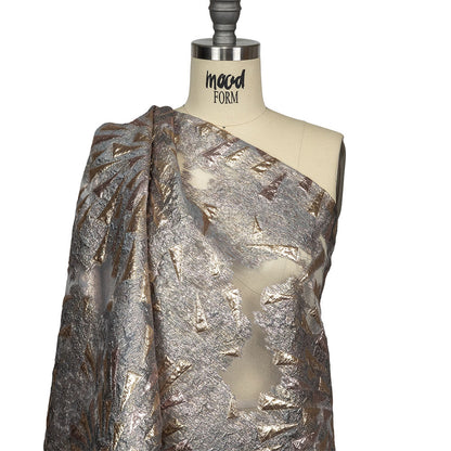 Metallic Rose and Gold Shattered Glass Luxury Burnout Brocade Drape