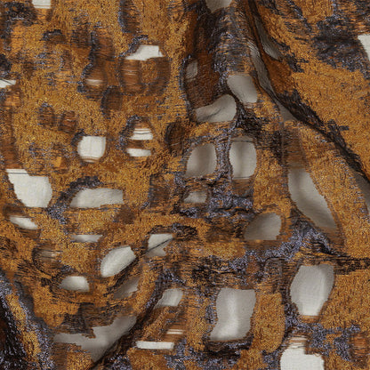 Metallic Copper and Navy Abstract Luxury Burnout Brocade