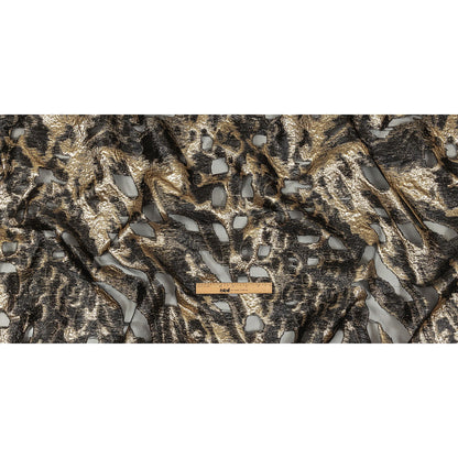 Metallic Gold and Black Abstract Luxury Burnout Brocade Full
