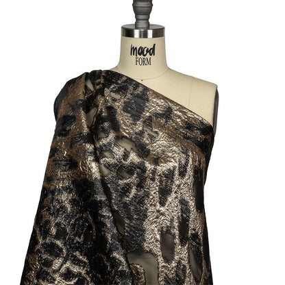 Metallic Gold and Black Abstract Luxury Burnout Brocade Drape
