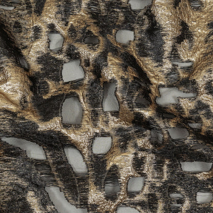 Metallic Gold and Black Abstract Luxury Burnout Brocade