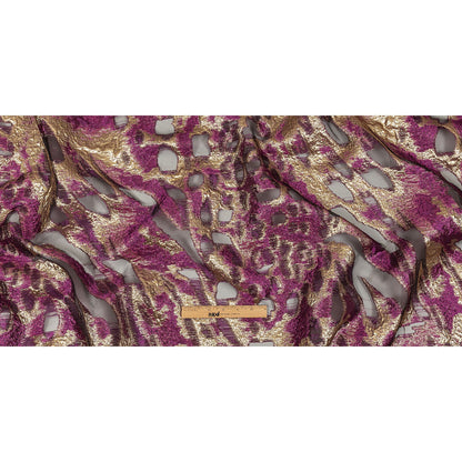 Metallic Purple and Gold Abstract Luxury Burnout Brocade Full