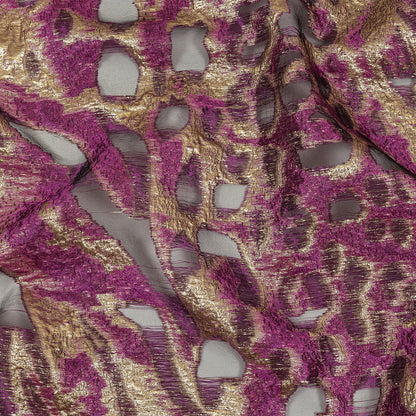 Metallic Purple and Gold Abstract Luxury Burnout Brocade