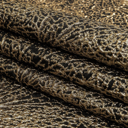 Metallic Gold and Black Fanning Leaf Veins Luxury Brocade Folded