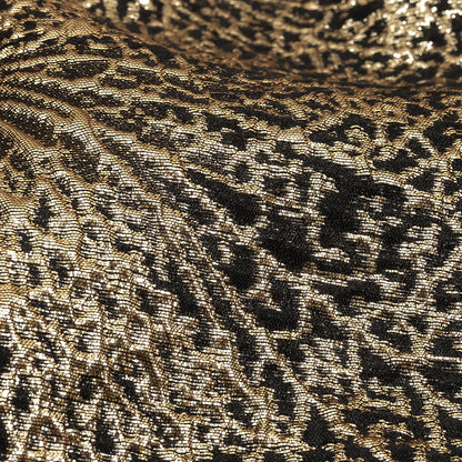Metallic Gold and Black Fanning Leaf Veins Luxury Brocade Detail