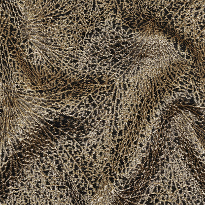 Metallic Gold and Black Fanning Leaf Veins Luxury Brocade