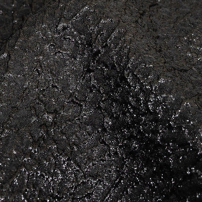 Metallic Black Fanning Leaf Veins Luxury Brocade Detail