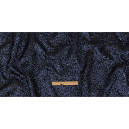 Metallic Navy and Black Fanning Leaf Veins Luxury Brocade Full