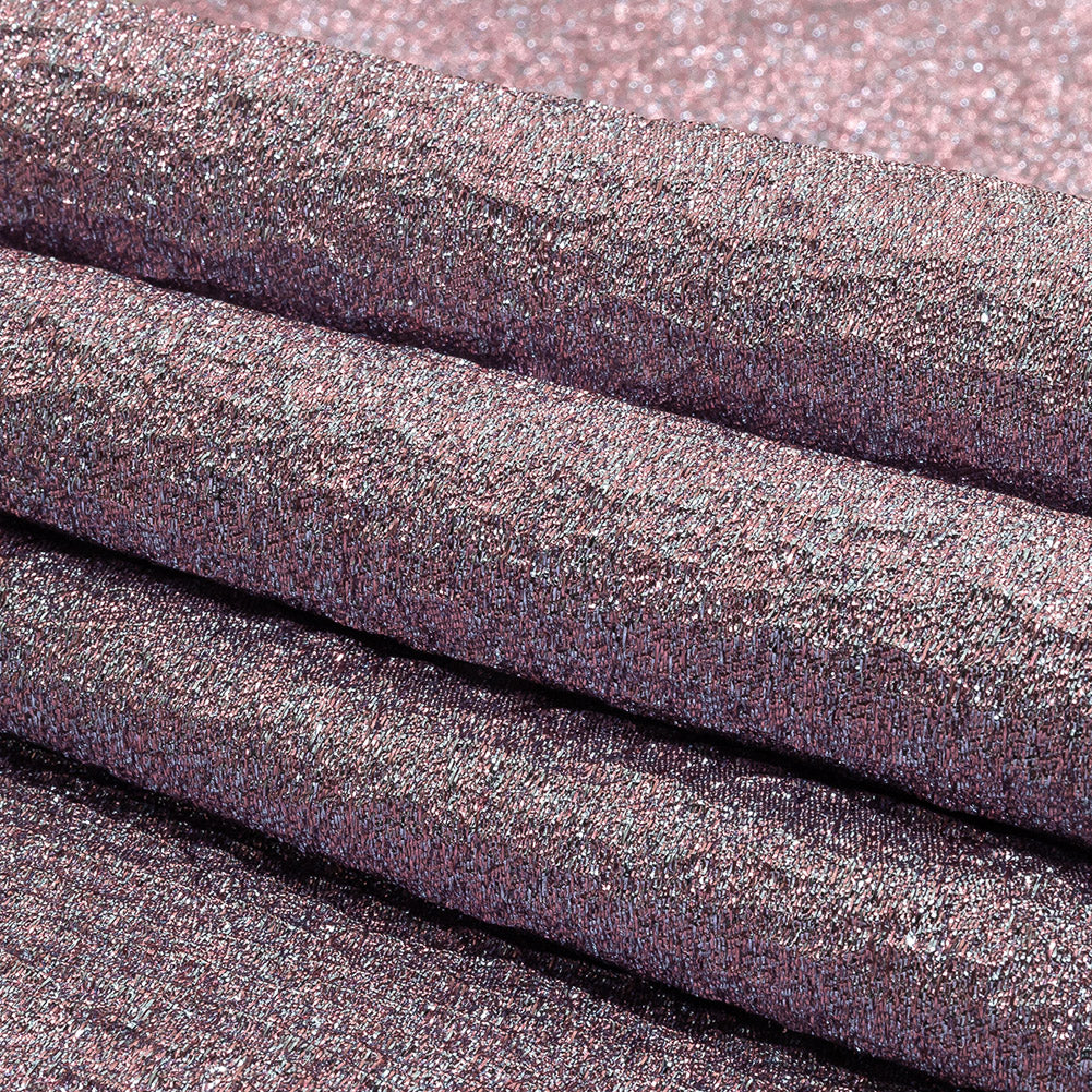 Metallic Light Blue and Pink Crackle Luxury Brocade with Smooth White Backing Folded