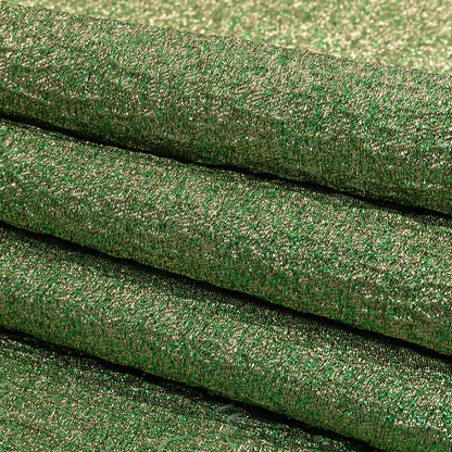 Metallic Kelly Green and Gold Crackle Luxury Brocade with Smooth White Backing Folded