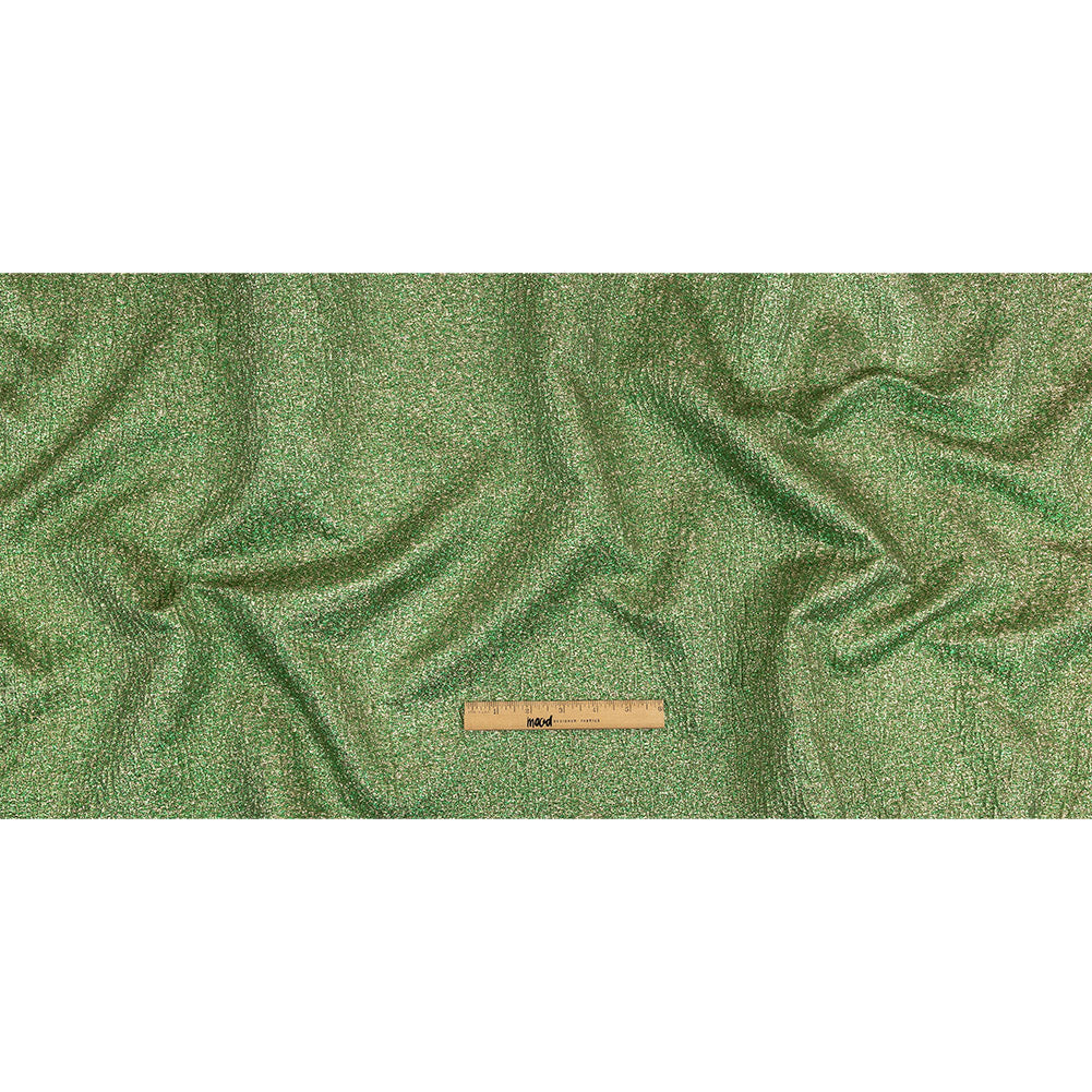 Metallic Kelly Green and Gold Crackle Luxury Brocade with Smooth White Backing Full
