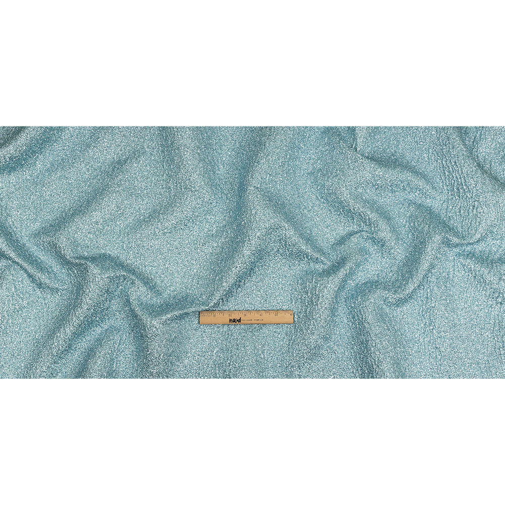 Metallic Sky and Silver Crackled Luxury Brocade with Smooth White Backing Full