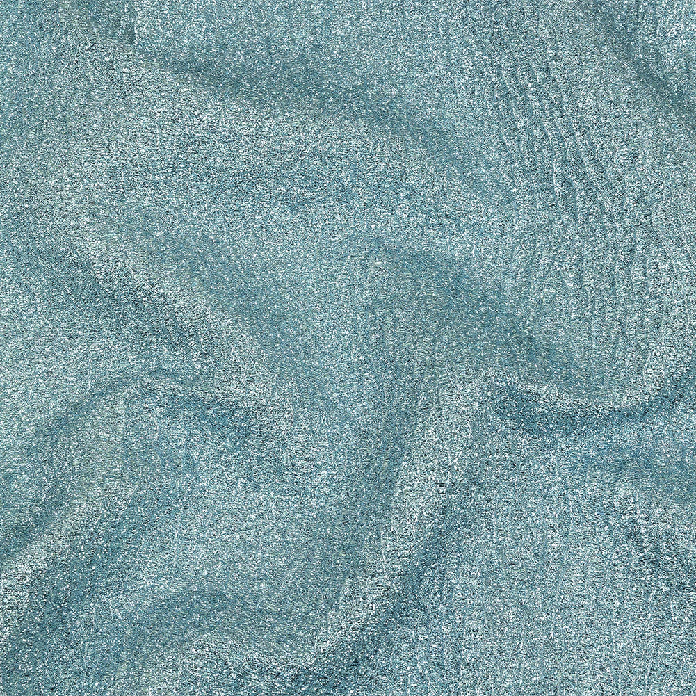 Metallic Sky and Silver Crackled Luxury Brocade with Smooth White Backing