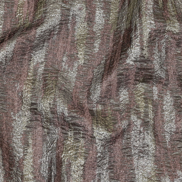 Metallic Baby Pink and Silver Painterly Stripes Luxury Brocade