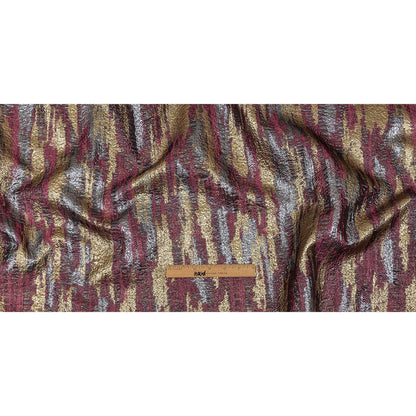 Metallic Magenta, Gold and Gunmetal Painterly Stripes Luxury Brocade Full
