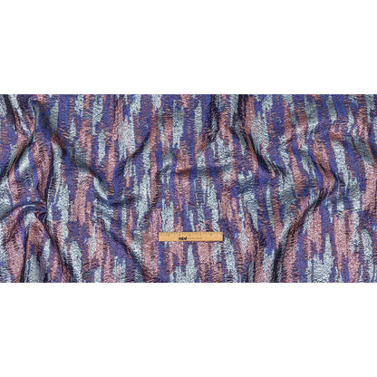 Metallic Royal Blue, Sky Blue and Pink Painterly Stripes Luxury Brocade Full