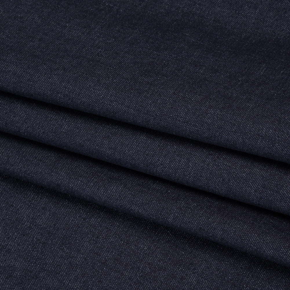 Medium Weight Stretch Cotton Denim - Dark Blue - Deadstock Folded