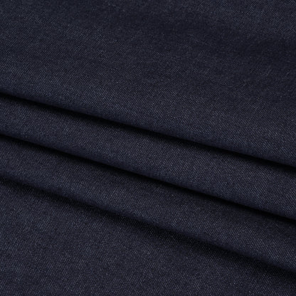 Medium Weight Stretch Cotton Denim - Dark Blue - Deadstock Folded