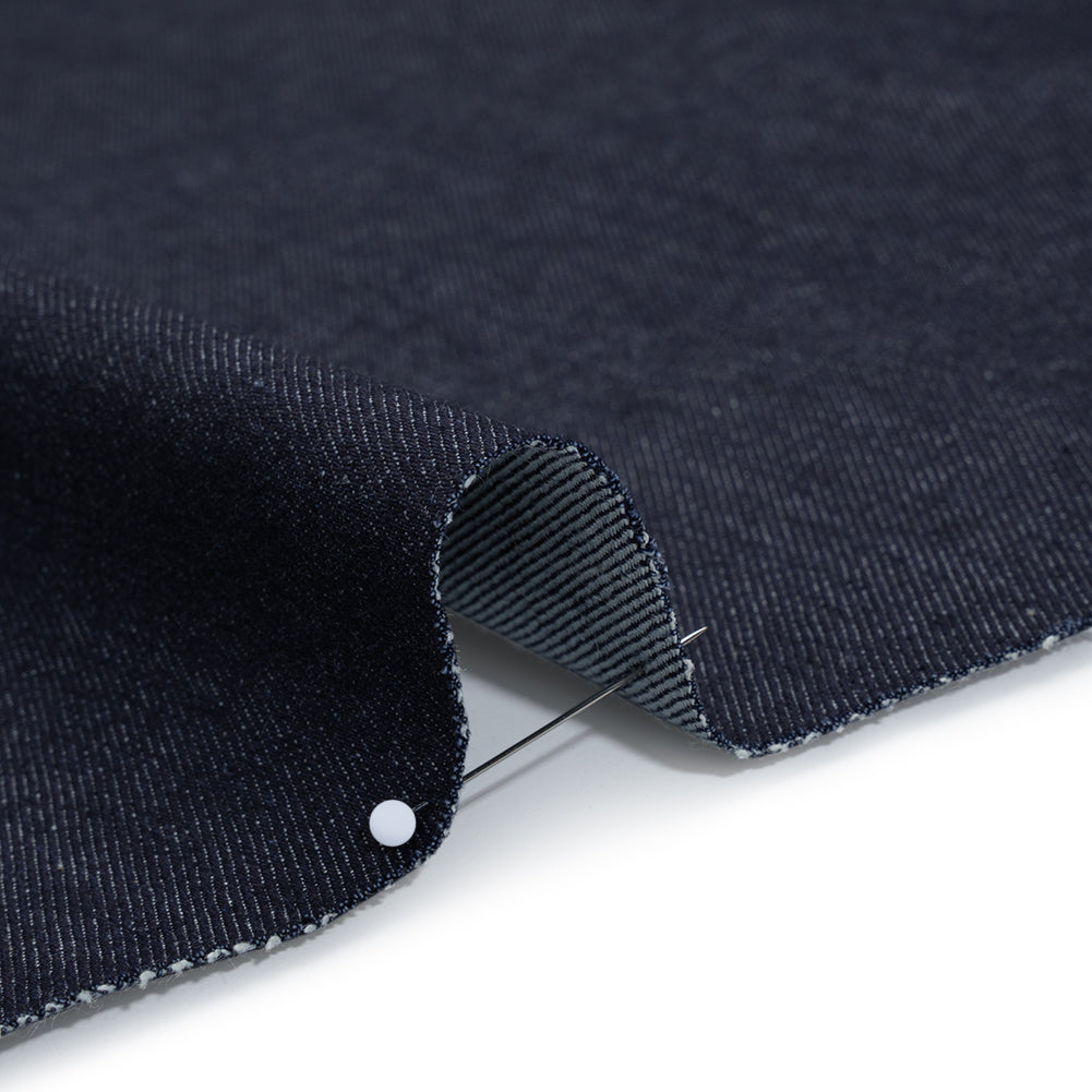 Medium Weight Stretch Cotton Denim - Dark Blue - Deadstock Detail