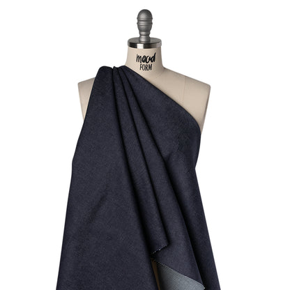 Medium Weight Stretch Cotton Denim - Dark Blue - Deadstock Drape