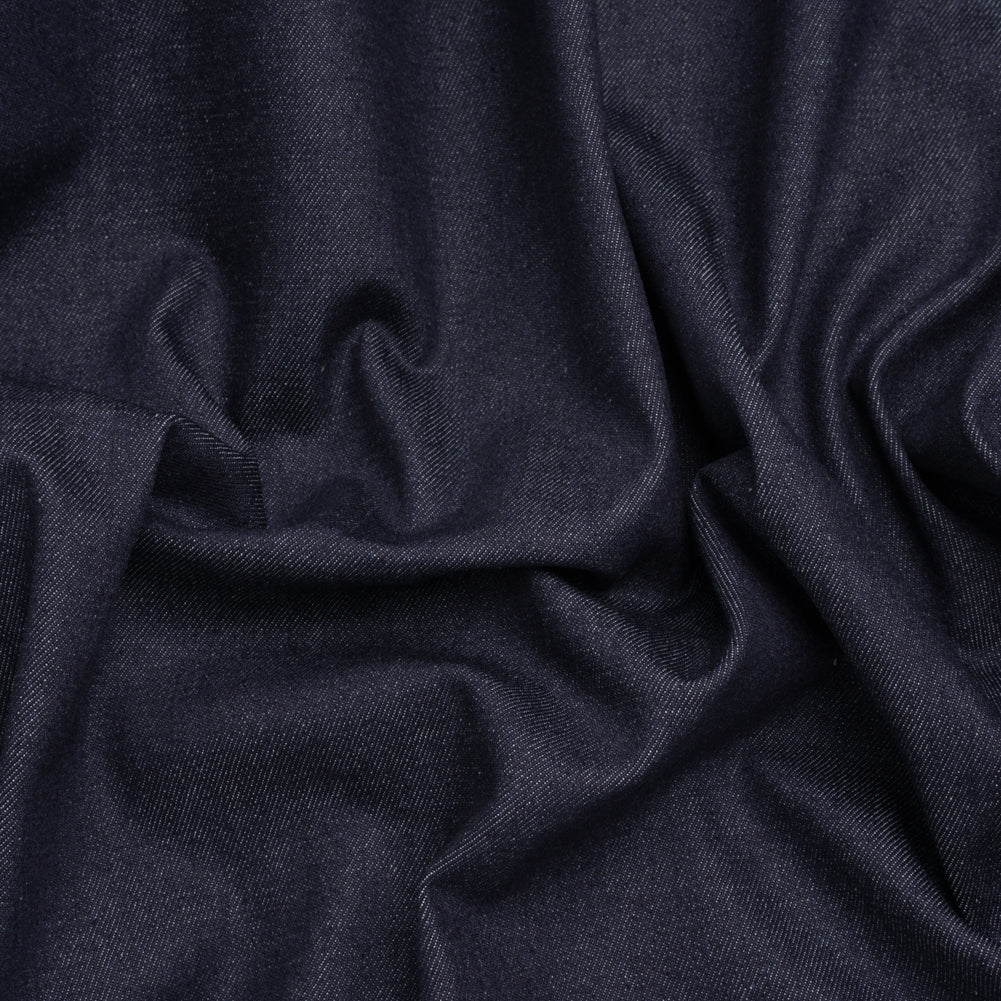 Medium Weight Stretch Cotton Denim - Dark Blue - Deadstock