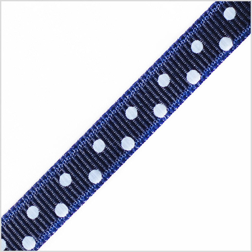 3/8" Navy Polka Dot Grosgrain Ribbon Detail