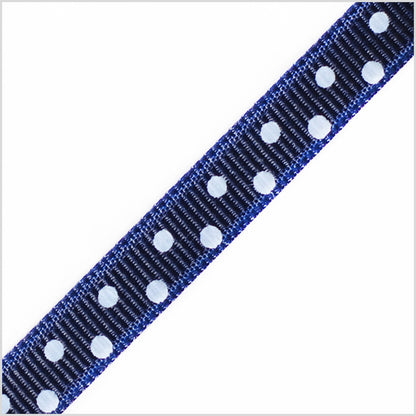 3/8" Navy Polka Dot Grosgrain Ribbon Detail