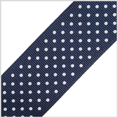 1.5" Navy Polka Dot Grosgrain Ribbon