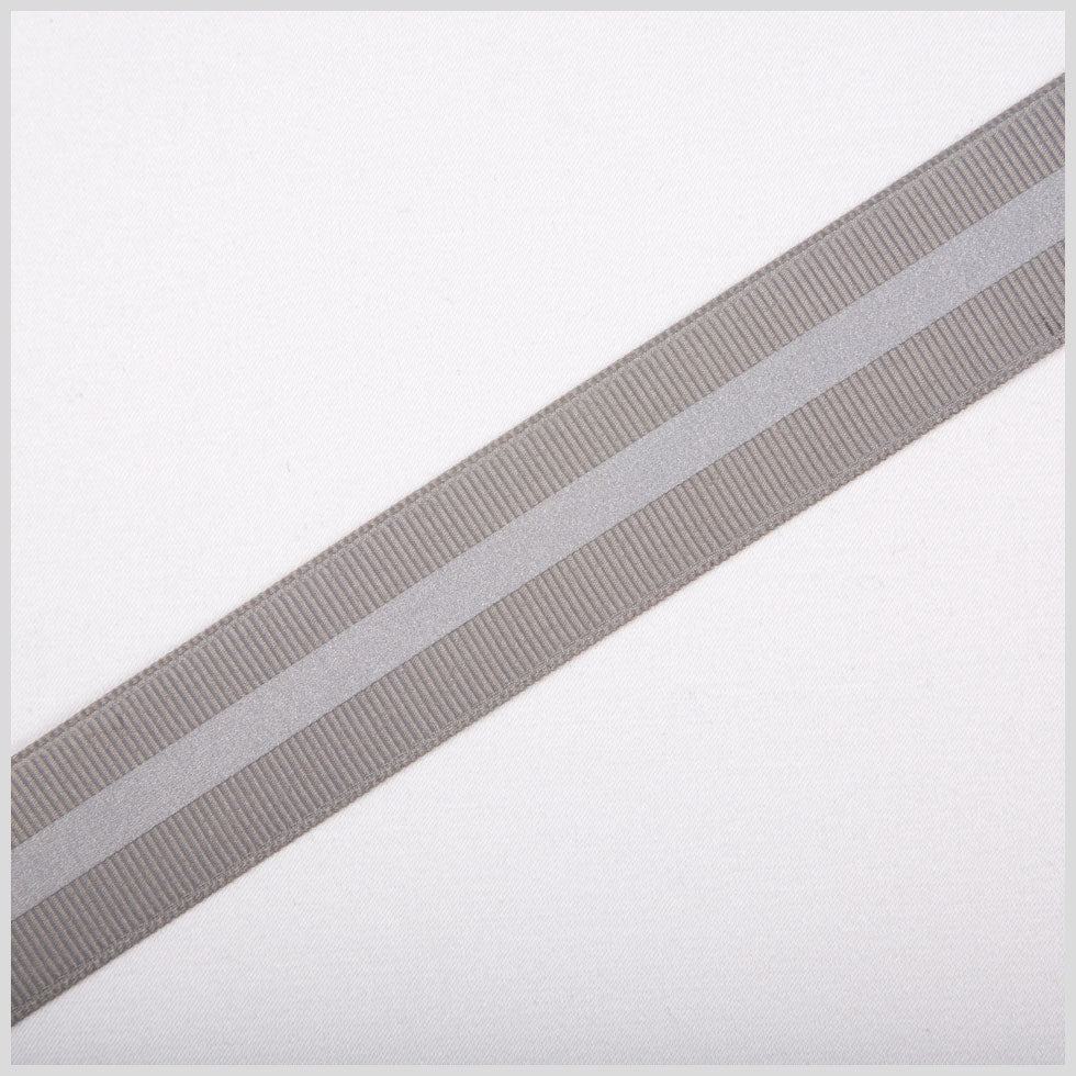 Gray Reflective Grosgrain Ribbon