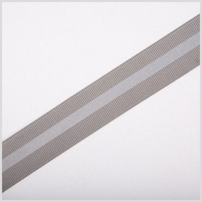 Gray Reflective Grosgrain Ribbon