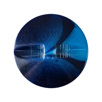 Deep Navy and Cerulean Abstract Self-Shank Back Plastic Button - 44L/28mm Detail