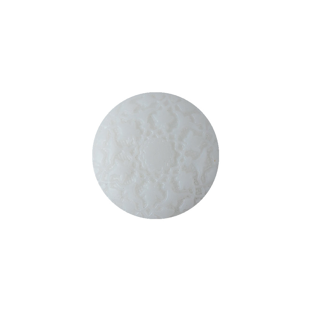 White Floral Embossed Shank Back Plastic Button - 25L/16mm