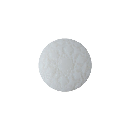 White Floral Embossed Shank Back Plastic Button - 25L/16mm