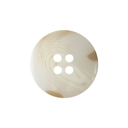 Star White and Light Tan Translucent Deep-Set 4-Hole Plastic Button - 36L/23mm Detail