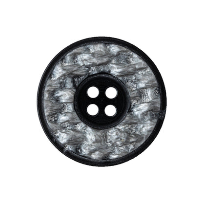 December Sky Silver and Jet Black 4-Hole Granite-Like Plastic Button - 40L/25.5mm