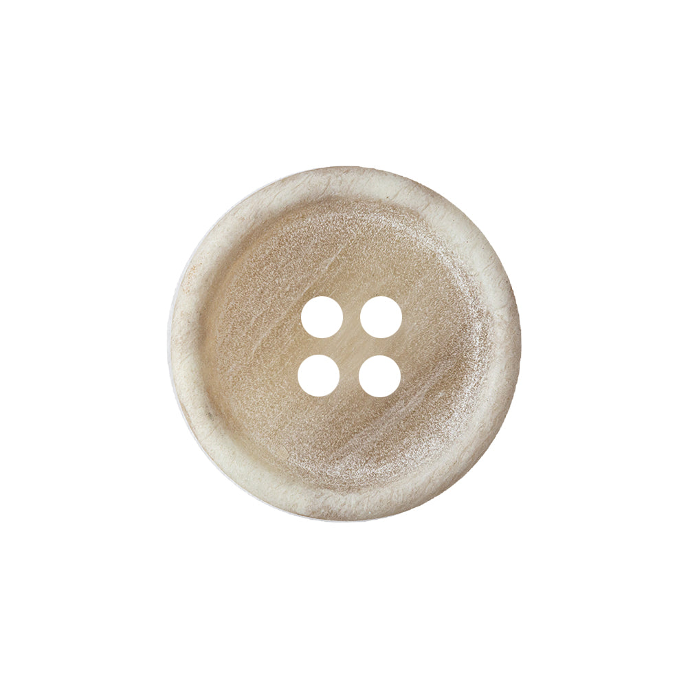 Matte Bone Shallow Plate with Tire Rim 4-Hole Plastic Button - 33L/21mm