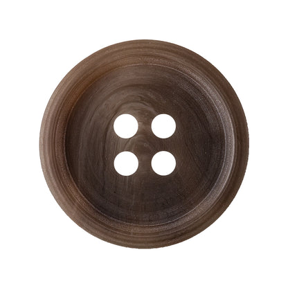Caramel and Warm Gray Swirl 4-Hole Plastic Button with Pronounced Rim - 44L/28mm