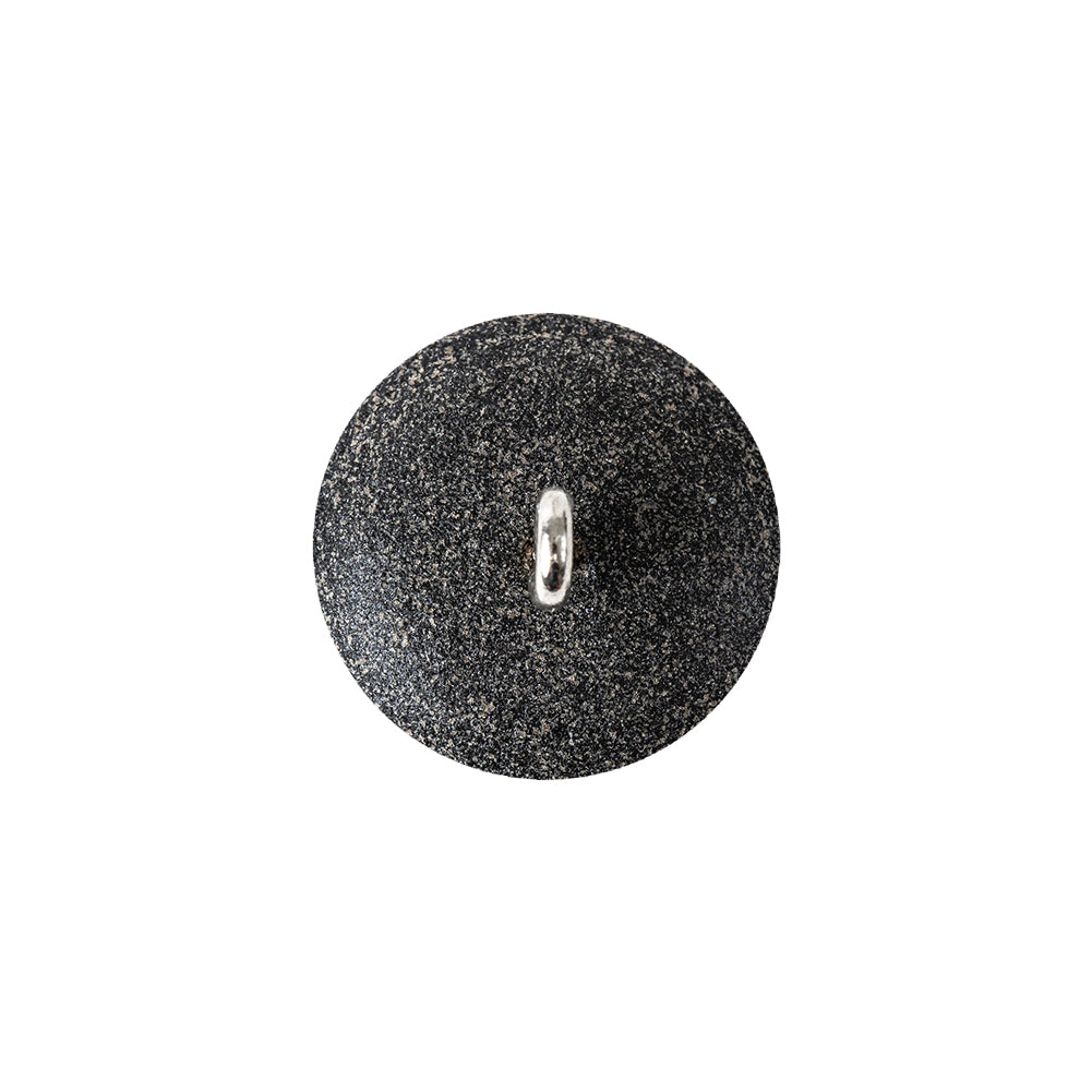 Italian Silver Plate, White and Black Speckled Iridescent Shank Back Button - 28L/18mm Detail