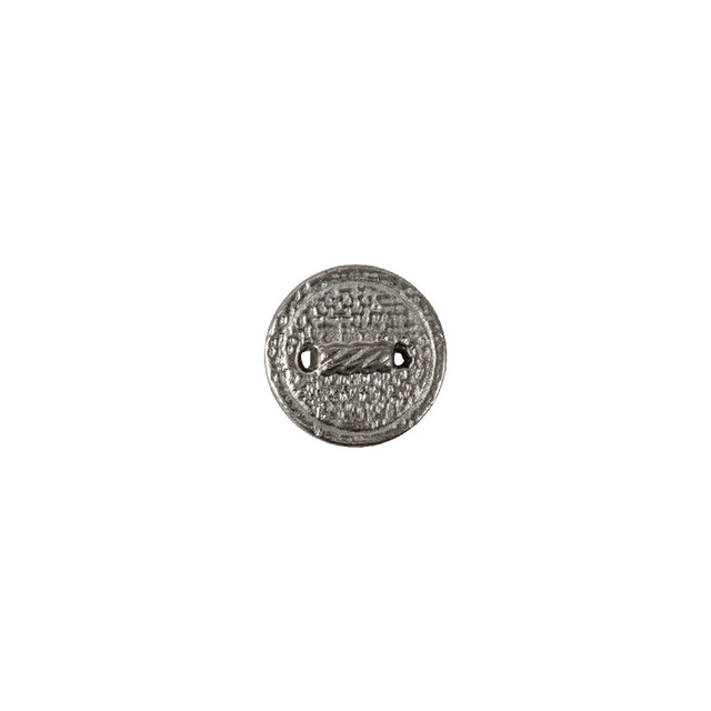 Italian Silver Faux Rope Textured Shank Back Metal Button - 16L/10mm
