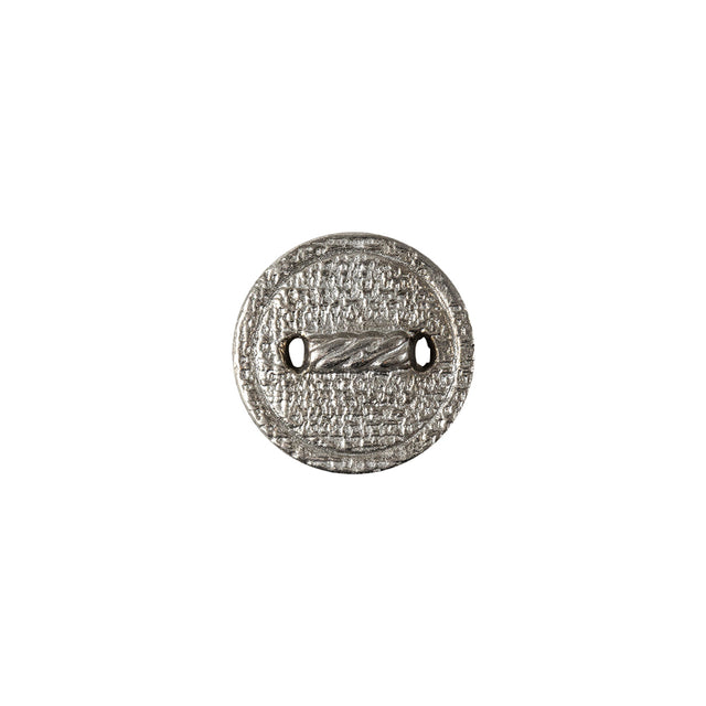 Italian Silver Faux Rope Textured Shank Back Metal Button - 20L/12.5mm