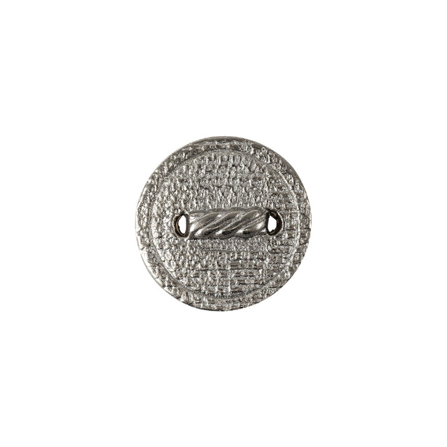 Italian Silver Faux Rope Textured Shank Back Metal Button - 24L/15mm