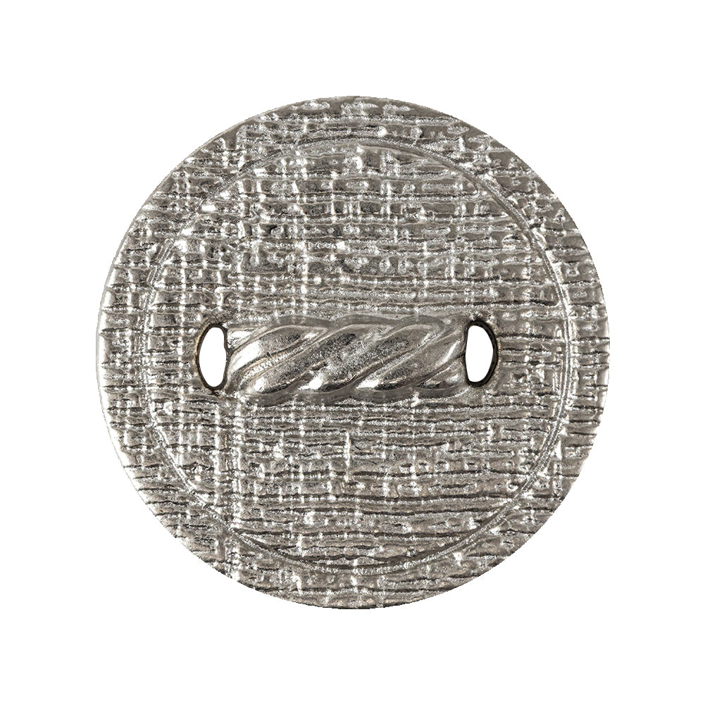 Italian Silver Faux Rope Textured Shank Back Metal Button - 44L/28mm