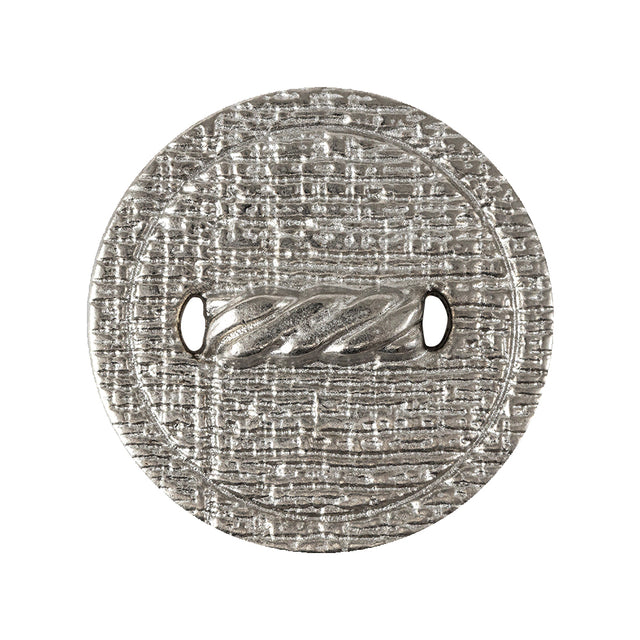 Italian Silver Faux Rope Textured Shank Back Metal Button - 44L/28mm