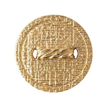 Italian Gold Faux Rope Textured Shank Back Metal Button - 44L/28mm