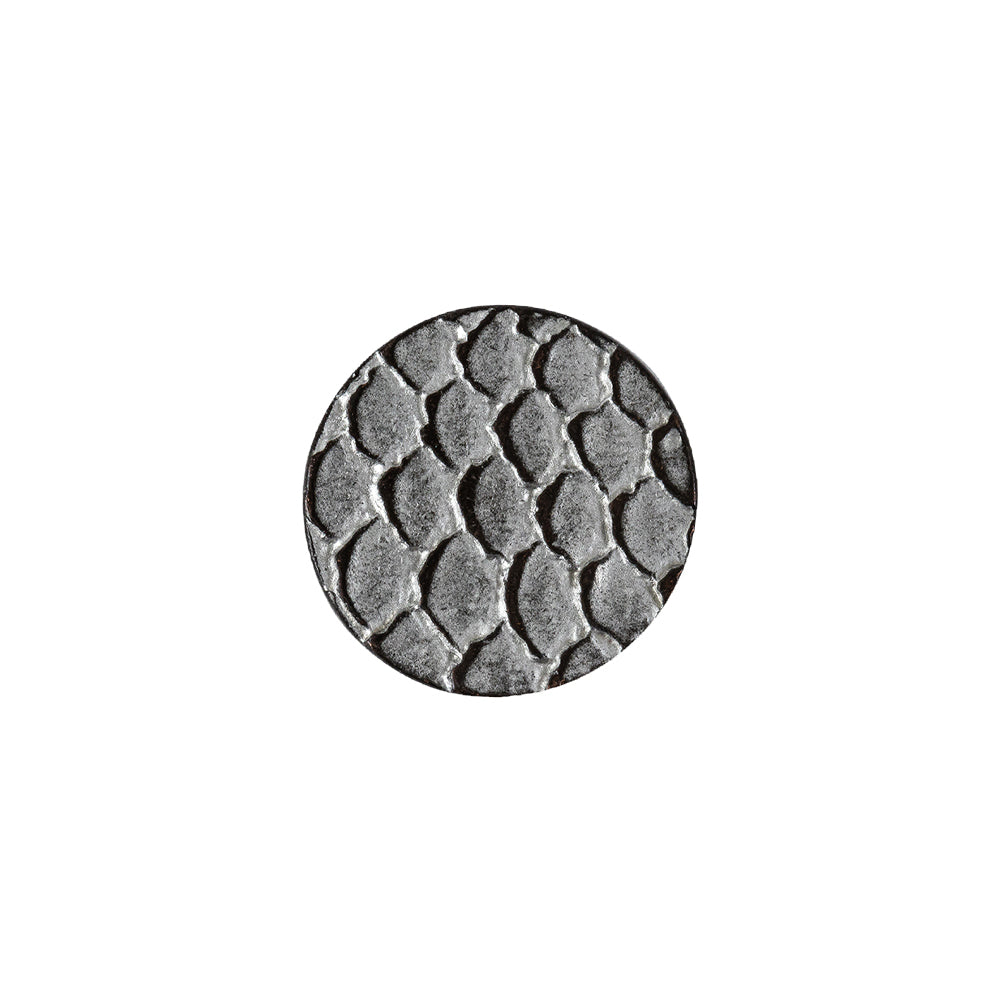 Italian Silver Scales Shank Back Metal Button - 24L/15mm