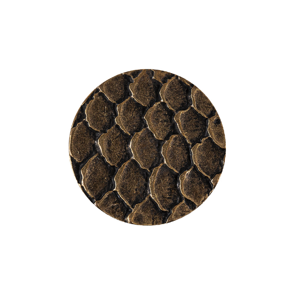 Italian Antique Gold Scales Shank Back Metal Button - 24L/15mm