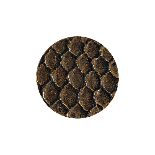 Italian Antique Gold Scales Shank Back Metal Button - 24L/15mm